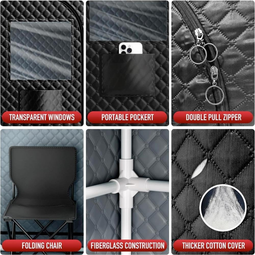 Portable Sauna Tent with Steam 660Nm Red Light & 850Nm Light Device, 3L Steamer, Folding Chair, Personal Sauna Box Sauna Tent Home Sauna image number 1