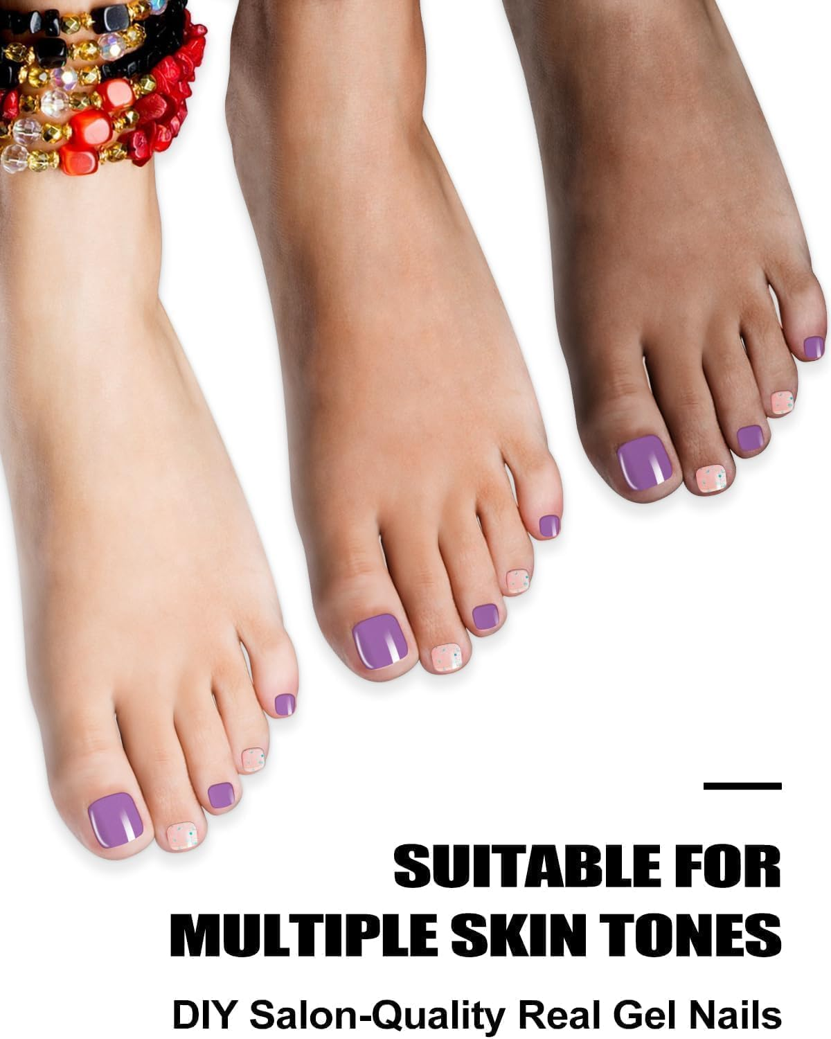 Kalolary Semi Cured Gel Toenail Strips,Toenail Stickers Pedicure Strips Long Lasting Salon Quality Nail Wraps with Nail File & Wood Stick(Uv/Led Lamp Required image number 4