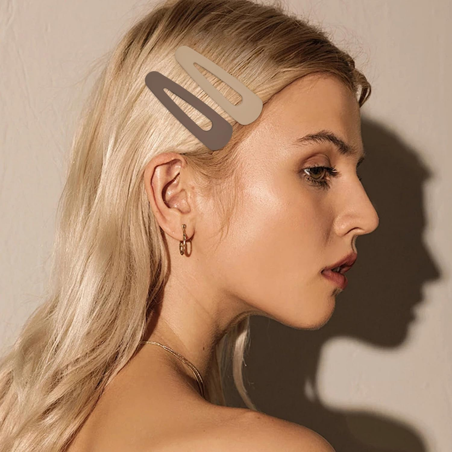 4Pcs Large BB Hair Barrettes Brown Matte Metal Snap Hair Pins for Girls and Women Decortions Hair Accessories (9Cm) image number 3