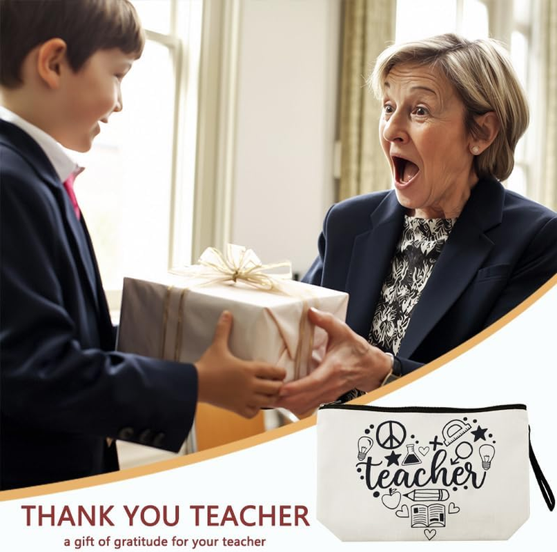 Teacher Appreciation Gifts for Women Makeup Bags for Teachers Travel Cosmetic Bags for Women Thank You Gifts for Teachers Graduation Retirement Birthday Gift for Teacher Makeup Bag image number 4