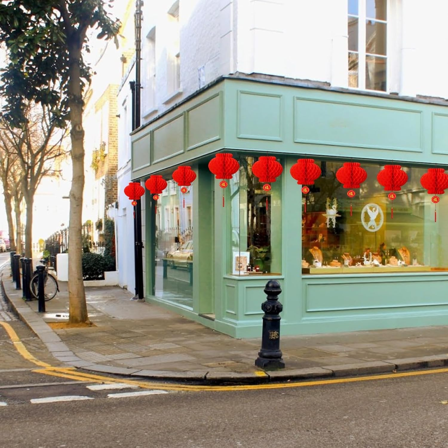 20Pcs 10 Inch Chinese New Year Decorations , Traditional Red Paper Lanterns with Tassels for Lunar New Year Spring Festival, Hanging Lanterns for Home, Wedding, Restaurant Party Celebration Supplies image number 1