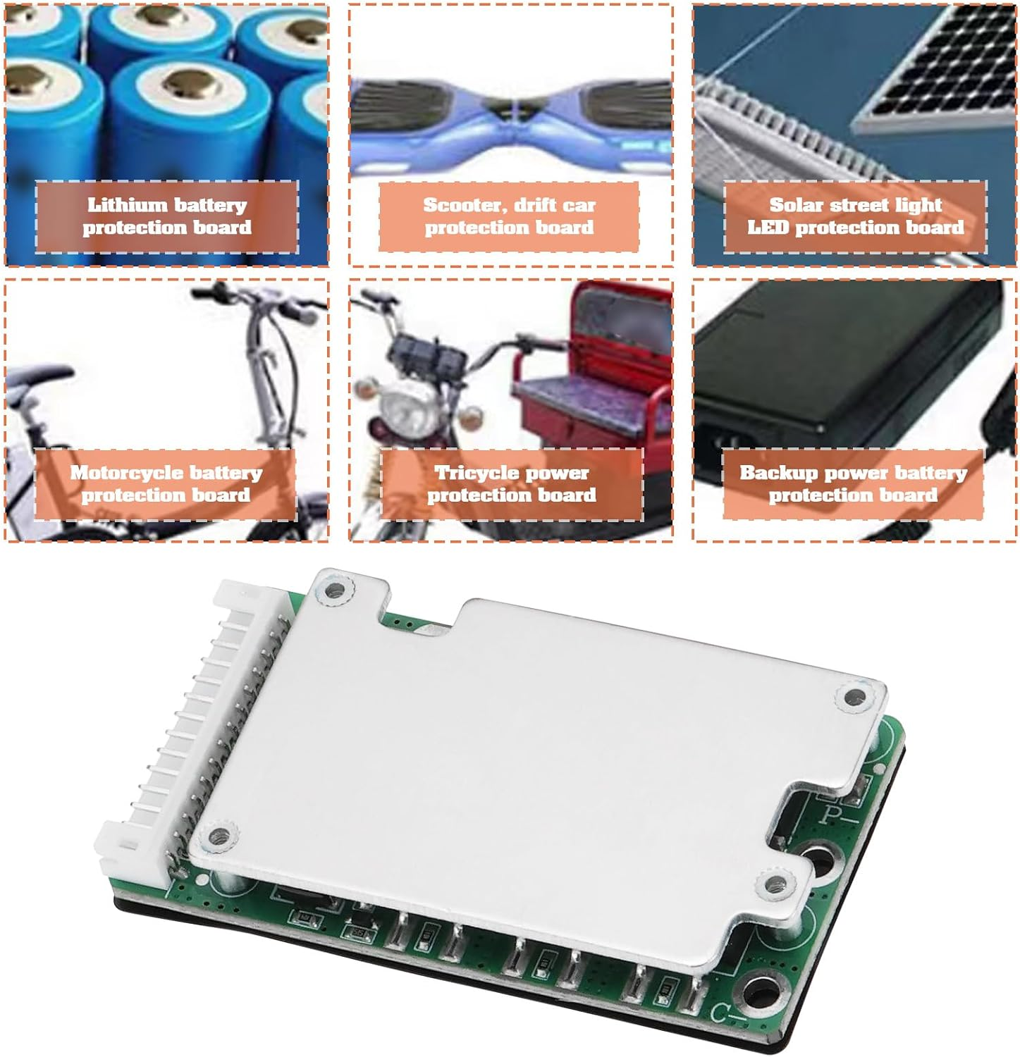 Create Idea BMS 13S 48V Li-Ion Lithium PCB Protection Board 20A Battery Balance Protection Circuit Board Charge Protection Board Battery Cell Suitable for Electric Motorcycles image number 1