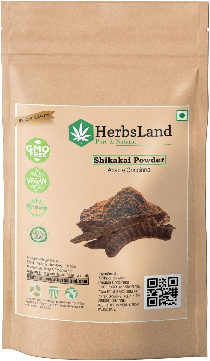 Herbsland&reg; 100% Bio Organic Shikakai Powder/Acacia Concinna Powder for Hair Treatment | Skin Care | Hair Pack | Shiny Hair with Anti-Dandruff Treatment | Natural and Double Filtered (100 Gm) image number 3