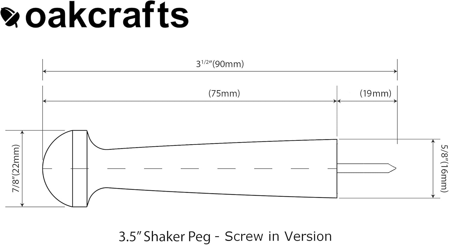 Birch Shaker Peg - Screw in Version 3.5" / 90Mm (Pack of 10) image number 3