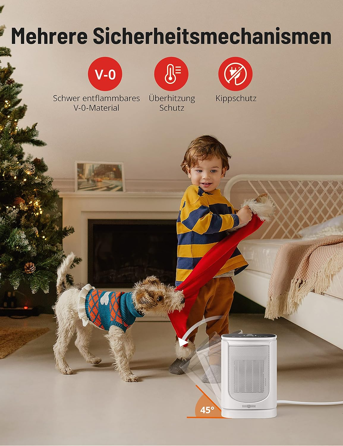 Paris Rh&ocirc;ne Fan Heater, Energy Saving, 2000 W Mini Fan Heater with Automatic Oscillation Thermostat, 12 Hour Timer, 70&deg; Oscillation for Bathroom, Bedroom, Office image number 5