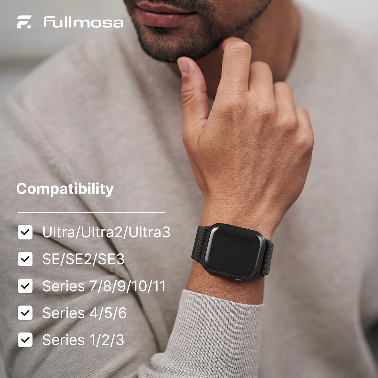 Fullmosa 4 Pack Nylon Strap Compatible with Apple Watch Band 42Mm 41Mm 40Mm 38Mm 49Mm 46Mm 45Mm 44Mm, Water-Resistant Durable Stretch Bands for Iwatch Series 11 10 9 8 7 6 5 4 3 2 1 Ultra SE image number 1