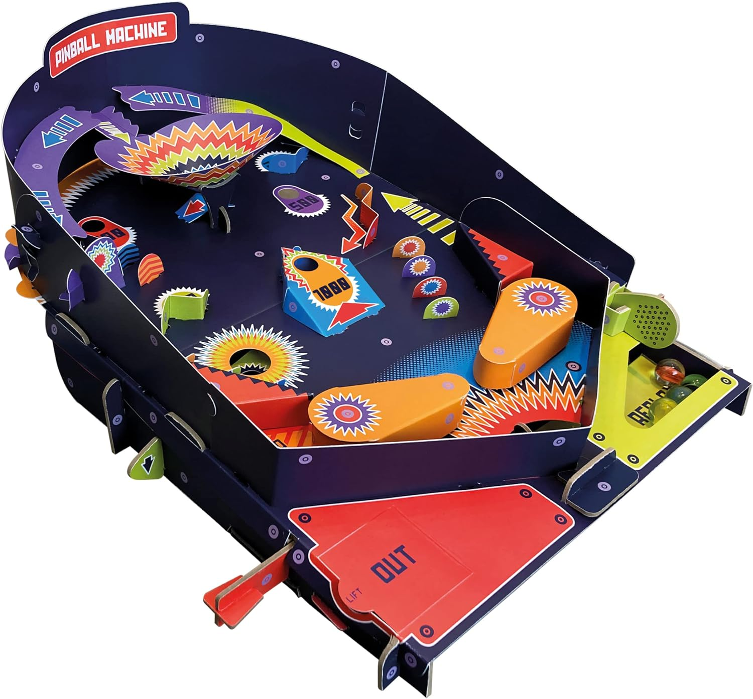 Build Your Own Working Pinball Machine - Arcade Classic Retro Toy - Eco Friendly Cardboard Craft Kit - Ages 8+