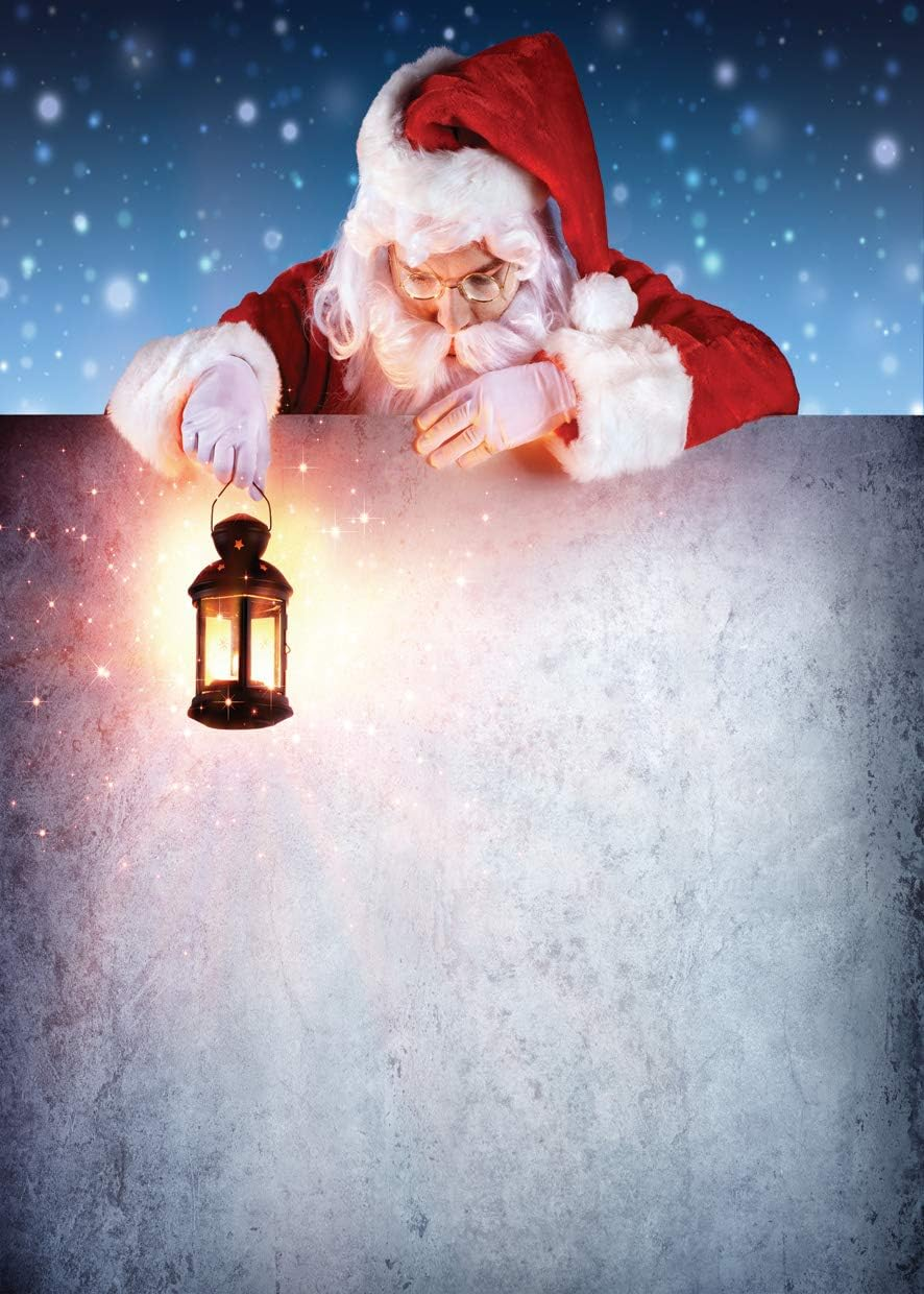 LYWYGG 5X7Ft Christmas Snow Night Backdrop Santa Claus Background Oil Lamp Background Christmas Backdrop Photo Backdrop CP-197 image number 2