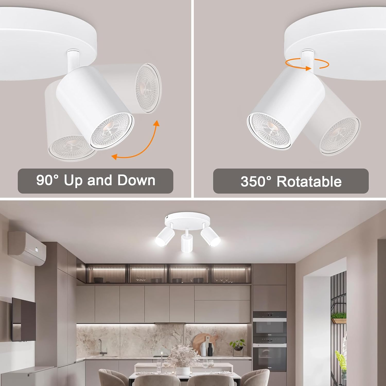 Ketom GU10 Ceiling Spotlight LED &ndash; Ceiling Spotlight 3 Bulbs round &ndash; LED Ceiling Light Swivelling &ndash; White Ceiling Light Spot &ndash; Rotatable Ceiling Light 3 Bulbs &ndash; Modern Spotlight Ceiling Spot &ndash; Without image number 5