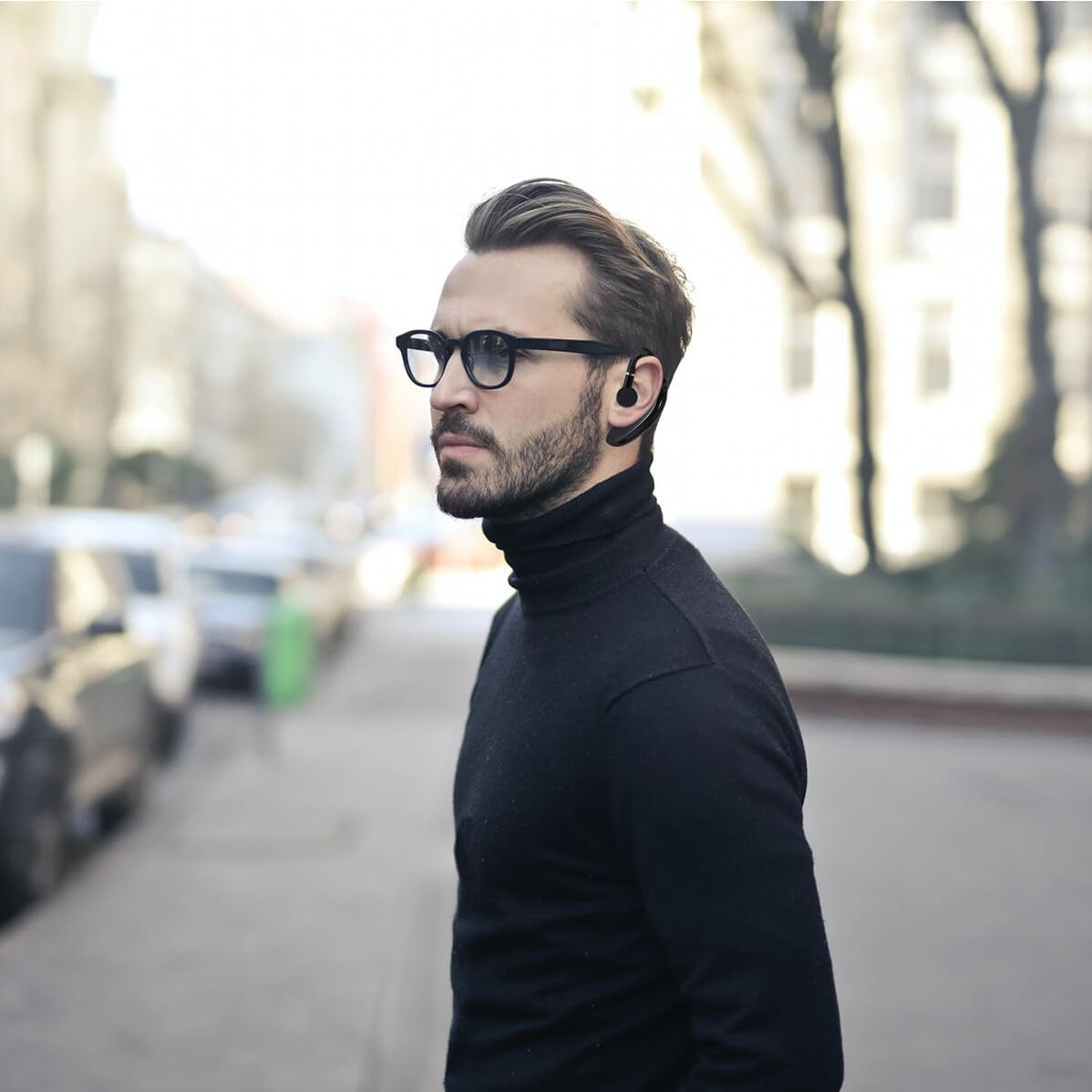 SHINEOFI Long Battery Life Wireless Driving Earphone One-Side Earpiece Lightweight Headset for Workout and Running Compatible with Devices Black image number 4