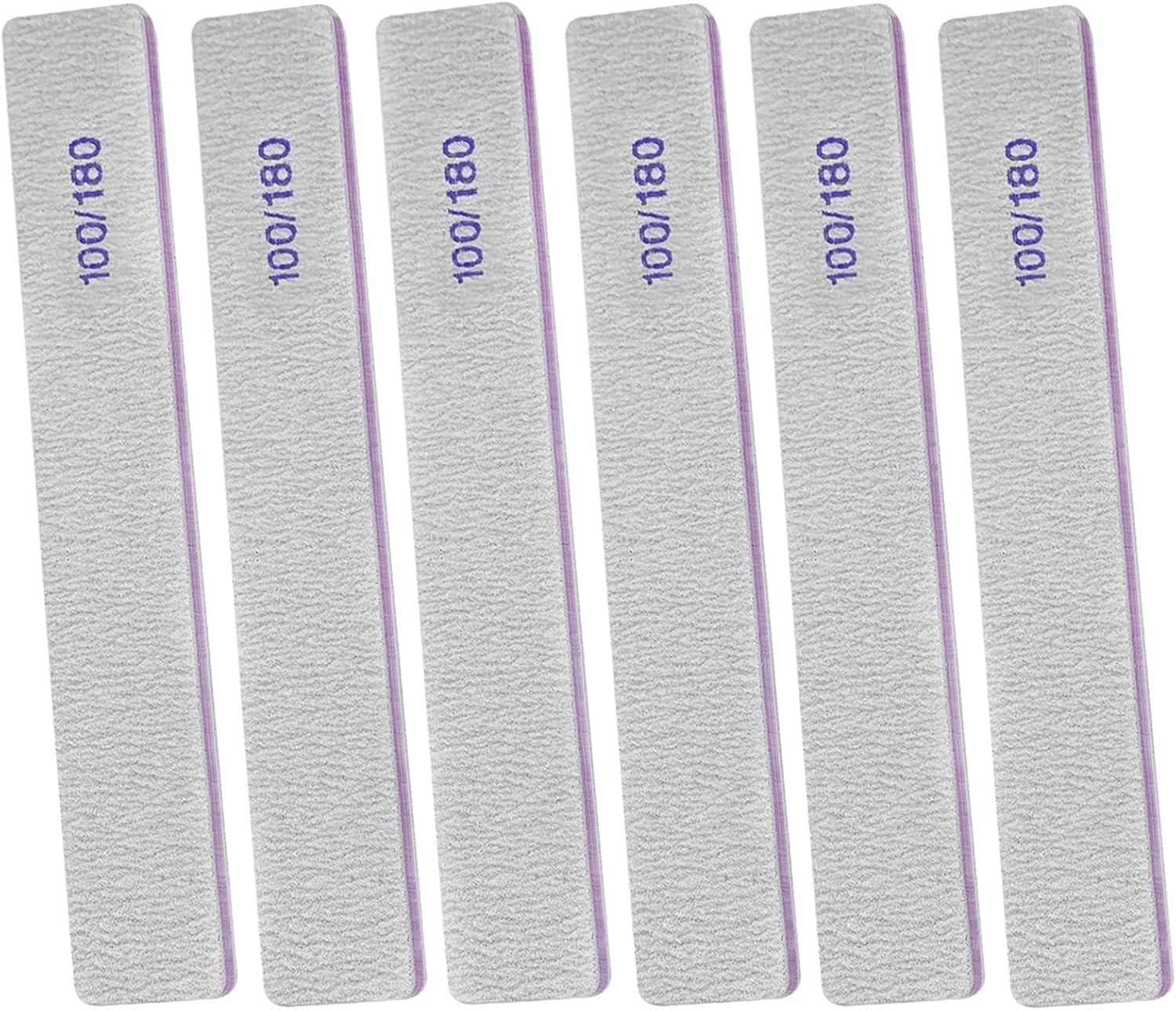 100/180 Grit Nail File (6 Pack), Emery Board Nail Files for Acrylic Nails and Natural Nails, Double Sided Emory Boards Professional Nail Filer Reusable Washable Manicure Square Gray image number 4