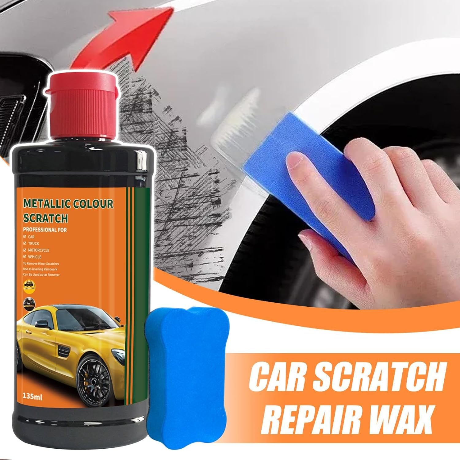 Car Paint Scratch Repair,Auto Scratch Remover Repair Protection | 135G Car Paint Scratch Repair Polishing Wax, Car Scratch Remover for Vehicles for Scratches image number 3