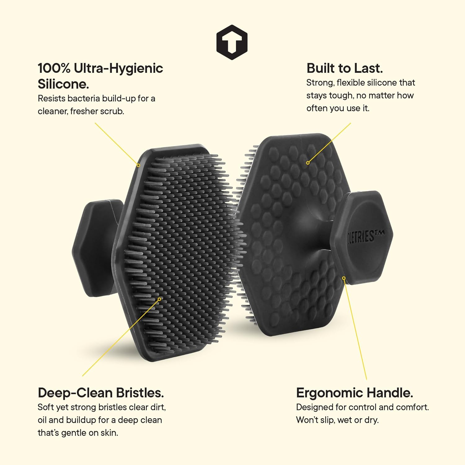 TOOLETRIES Silicone Face Scrubber - Gentle Exfoliator Pad & Massager - Removes Dead & Dry Skin Invigorating Addition to Grooming Routine - Soft-Touch Shower & Bathroom Accessory - Charcoal