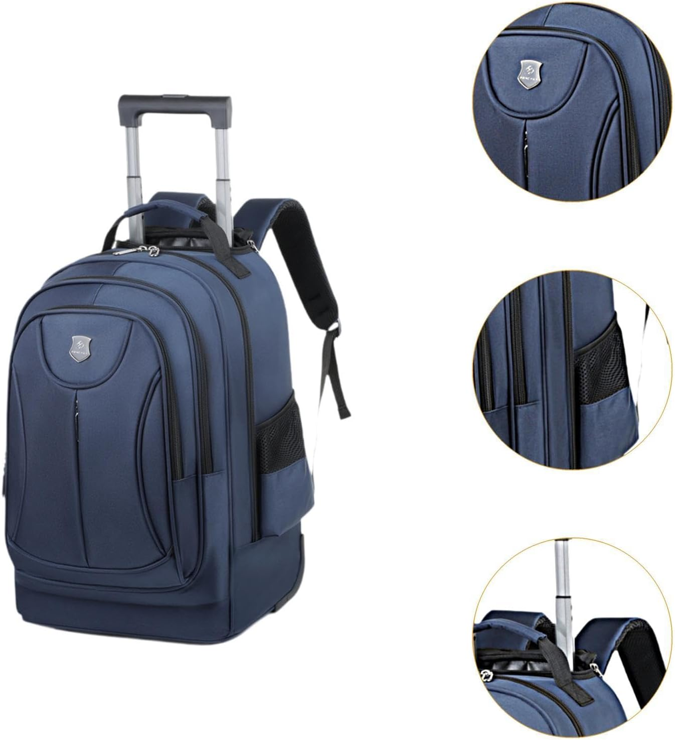 Magideal Rolling Backpack with Trolley Trolley Backpack with Wheels Hidden Lever Computer Bag Trolley Suitcase Bag for Business Travel - Black image number 6