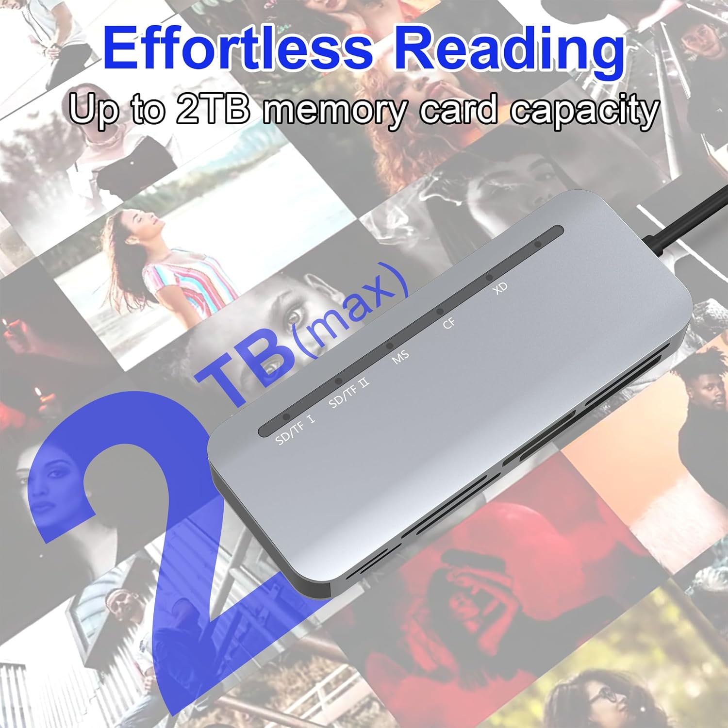 USB C Multi Card Reader, XD/MS/SD/TF/CF Type-C 5Gps High Speed 7-In-1 XD Picture Card Adapter for SDXC TF Micro SD CF MS MMC Card, Sony Memory Stick Pro Duo Adapter Read 5 Cards Simultaneously - Cfexpress Type B Card Reader image number 6