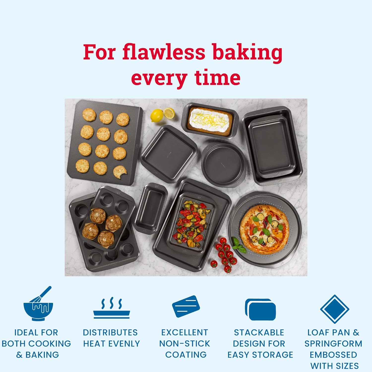 Tala Everyday Baking Set, with 9" Springform Cake Tins, 2Lb Loaf Tin and Baking Tray image number 3