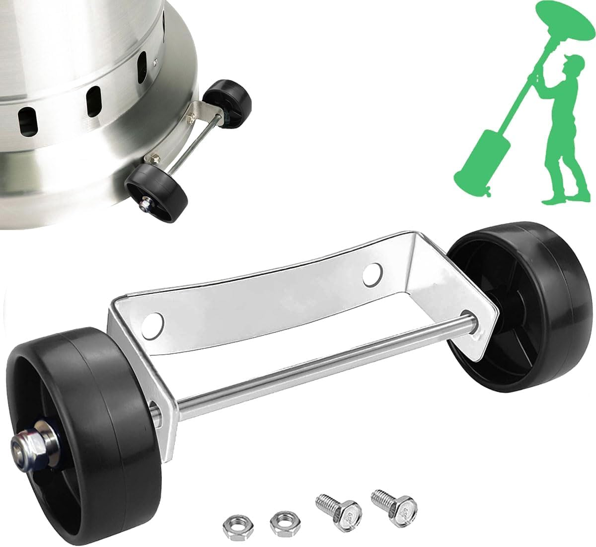 Patio Heater Wheels Patio Heater Universal Replacement Parts Stainless Steel Movable Wheels, Easy to Move image number 3
