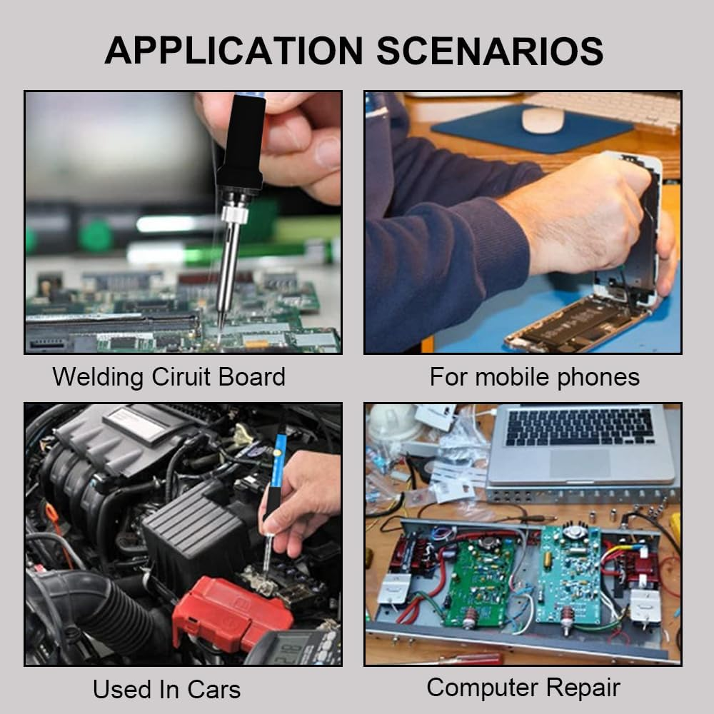 60W Soldering Iron Kit, 15 in 1 Soldering Kit, Adjustable Temperature Soldering Iron. Electric Welding Tool, with 5 Soldering Iron Tips, Mini Wire Stripper, Solder Tube, Soldering Iron Stand, Tweezers image number 1