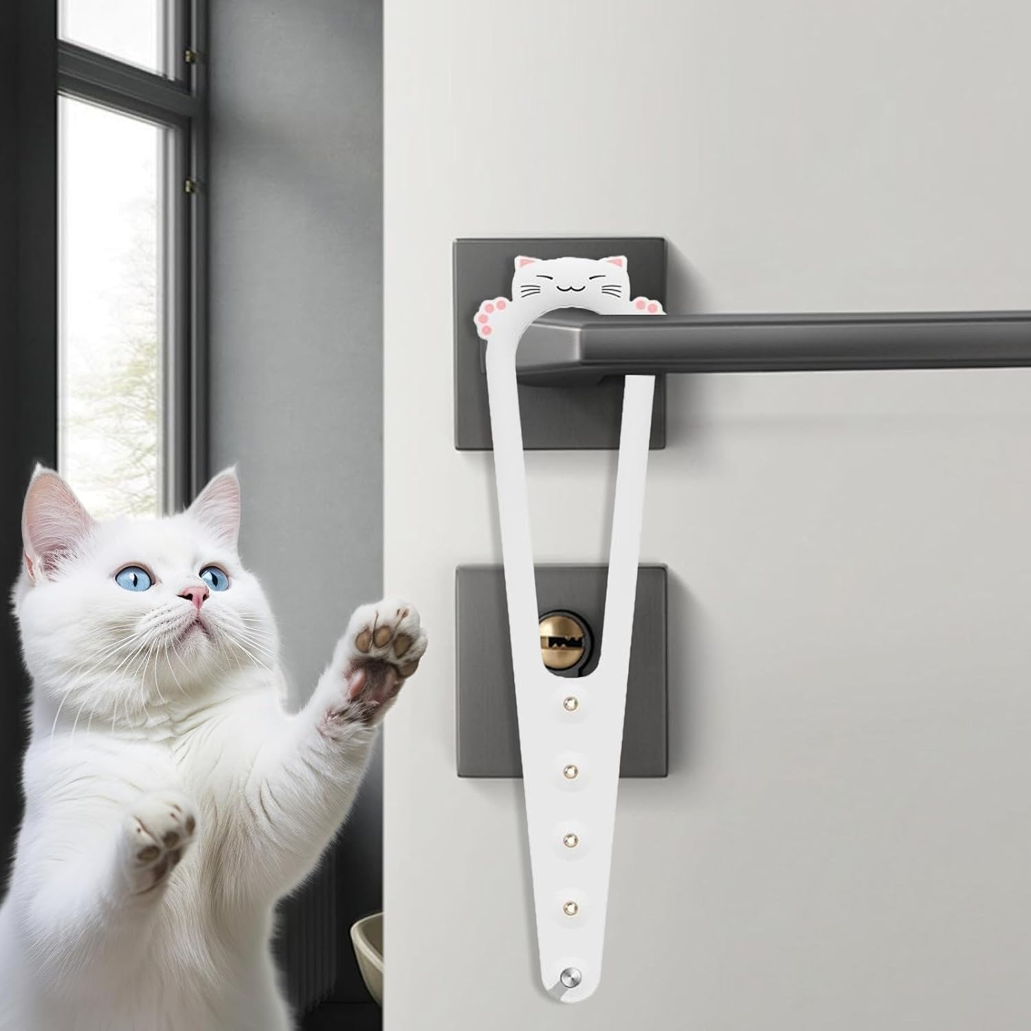 Cat Door Holder Latch, 2Pcs Cat Door Holder Latch Straps, Pet Door Installs Fast Flex Latch Strap, Black image number 2