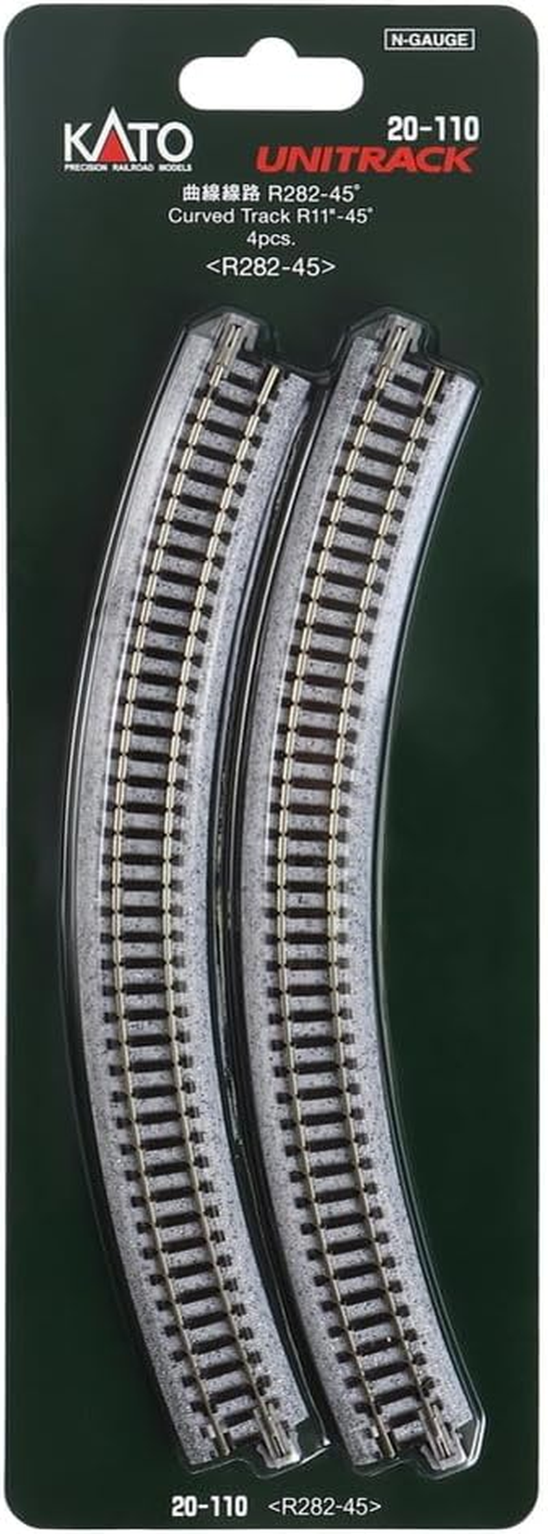 Kato USA Model Train Products Unitrack, 282Mm (11") Radius 45-Degree Curve Track (4-Piece)