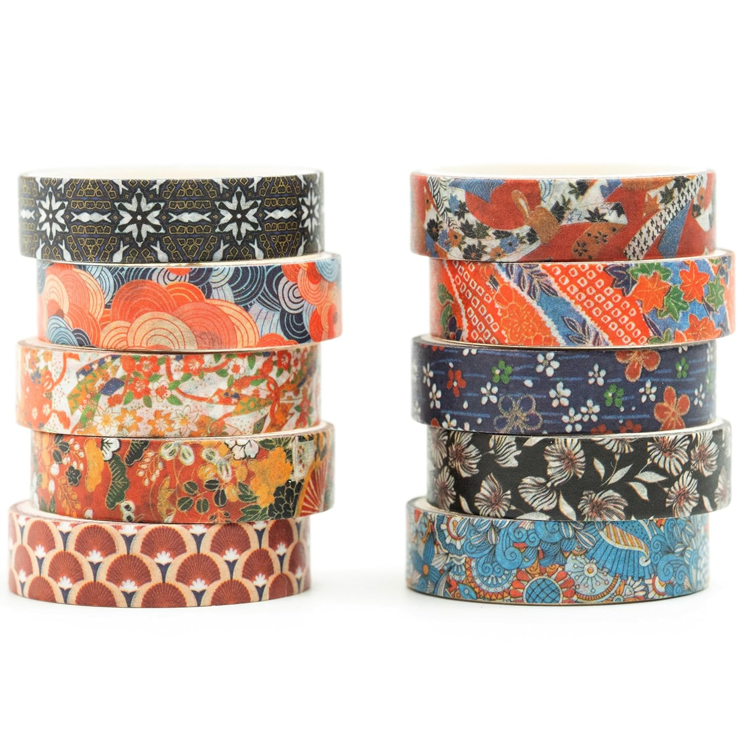 12 Rolls Ukiyo-E Style Washi Tape Set Japanese Kyoto Arts Adhesive Tapes Skinny Decorative Masking Tape Sets for Craft, Kids, Scrapbook, DIY, Gift Wrapping (Waves of Tradition) image number 6