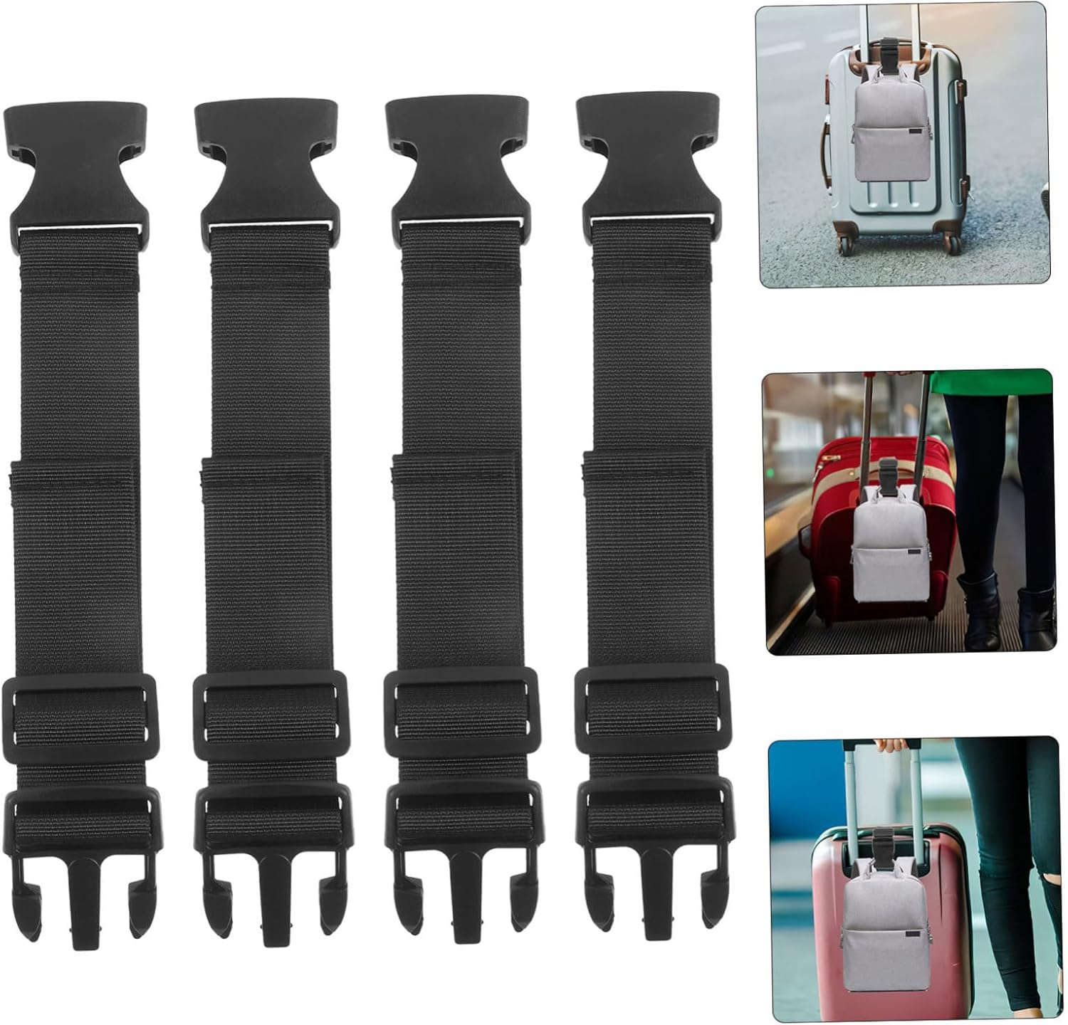 TOVINANNA 4Pcs Adjustable Luggage Connection Straps for Suitcase Travel Luggage Connector Straps to Add Backpack Bag Material image number 3