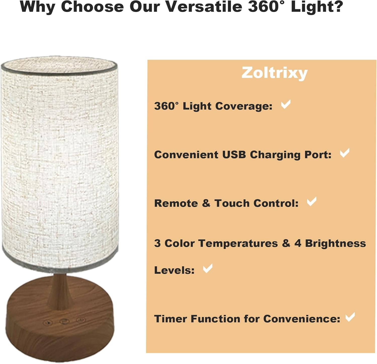 SAD Lamp 10000 Lux, Uv-Free Daylight Light Therapy, 360&deg; Linen Shade, 3 Colour Temperatures & 4 Brightness, Timer & Memory, Remote + Touch, USB Charging for Home/Office image number 3