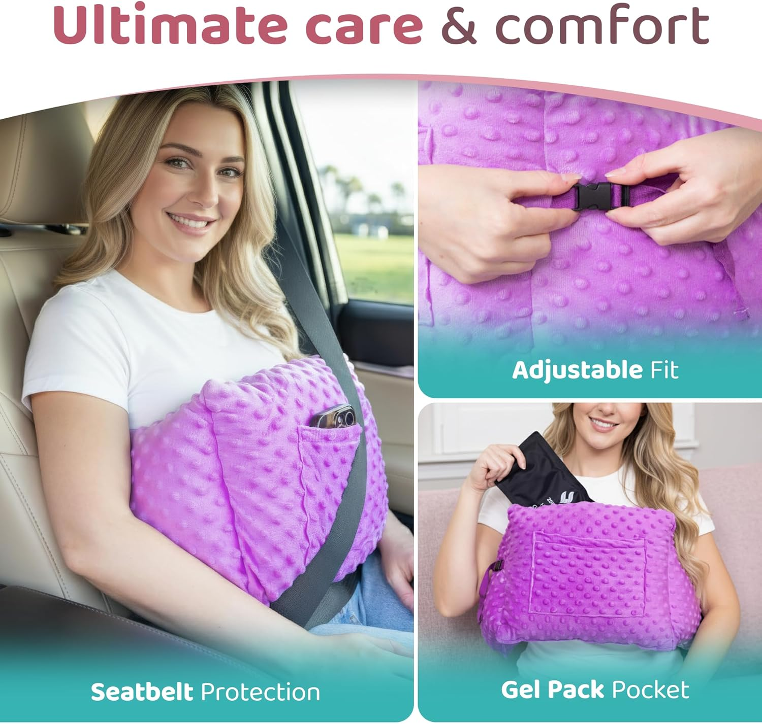 Zomaple Post Mastectomy Pillow, Lavender &ndash; Gentle Chest Protection for Sleep & Car Rides &ndash; Reduces Underarm Pressure, Cushions Everyday Bumps & Helps You Relax &ndash; Pillow for Mastectomy Recovery Support image number 2