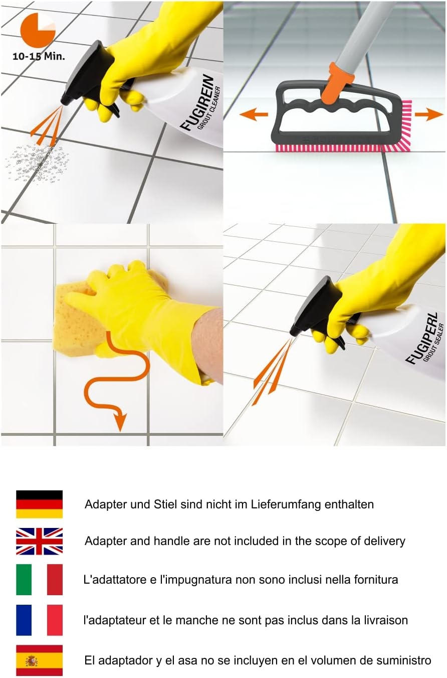 FUGINATOR&reg; Grout Brush Bundle, 2 Brushes in Grey/Pink, Cleaning Brush for Grout Cleaning in Bathroom, Toilet, Kitchen Etc. - Cleaning Wall and Floor Tiles - Handy Brush for Grouts and Tiles - Bundle 2 Brushes Grey/Green image number 4