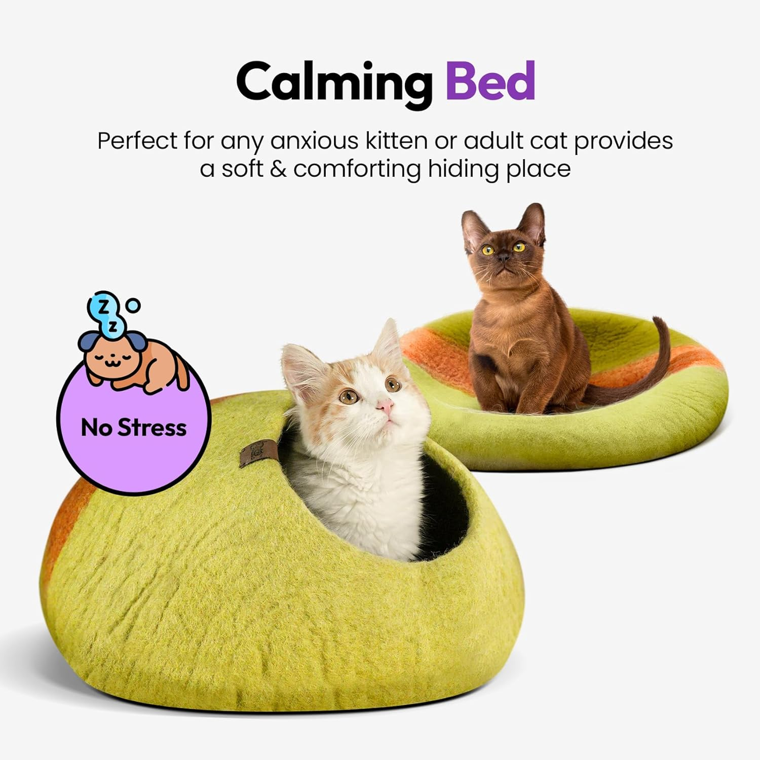 Luxury Cat Cave | Natural Wool Felt Handmade Cat House, Cat Beds, Cat Condo, Cat Furniture, Cat Beds for Indoor Cats, Cat Houses for Indoor Cats, Cat Hideaway (Medium, Gumtree) image number 4