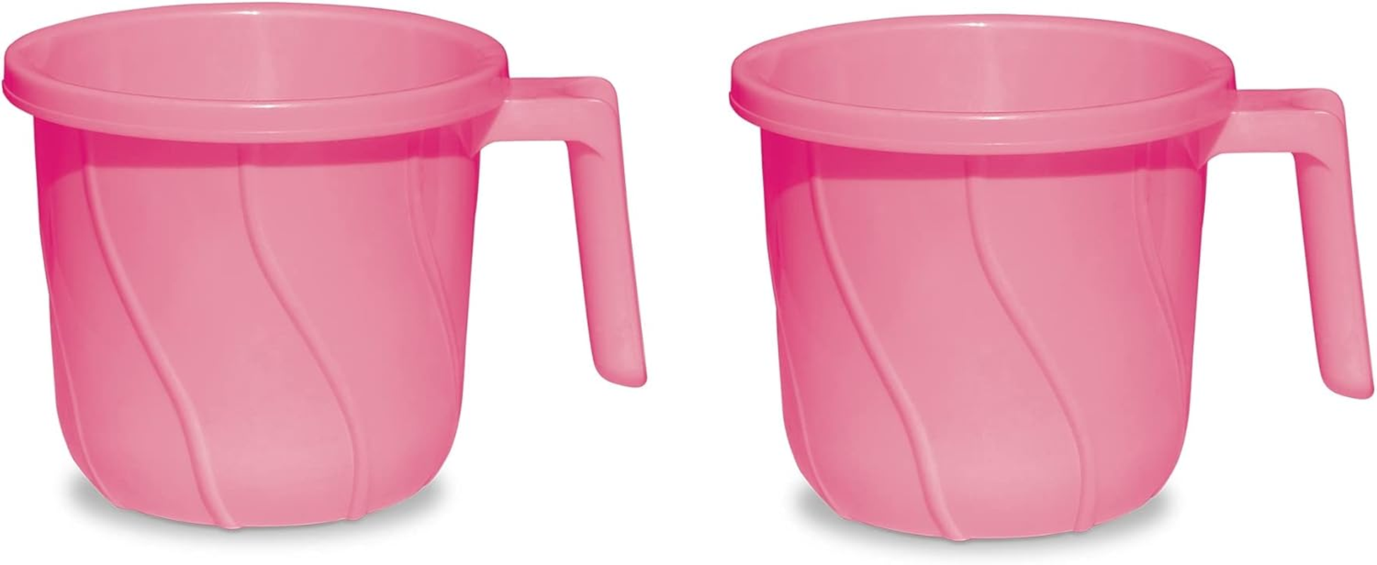 Premium BPA Free Plastic Mugs for Bathroom, Bath Mug, Stripes Design Bathing Mugs Dabba Camping Mug, 50 Ounce Capacity (Pink, 2) - 1, Red image number 5