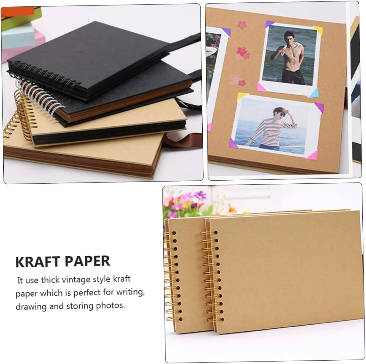 STOBAZA DIY Photo Album Scrapbook with Hard Cover Page Turning Design Retro for Memory Recording for Preserving Photos and Personal Stories image number 1