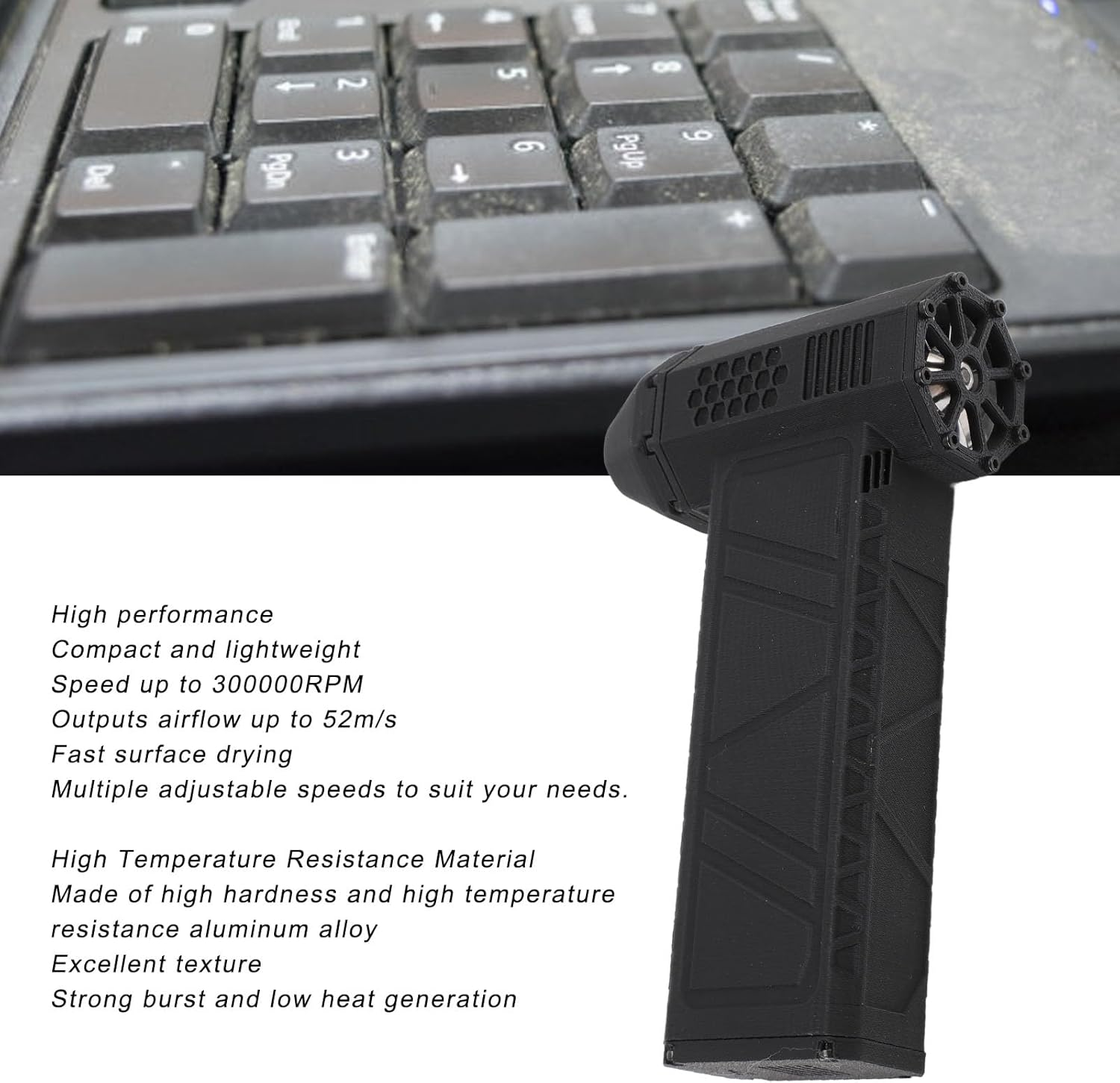 Electric Air Duster, 300000RPM Compressed Air Duster, USB C 15W PD QC Fast Charging 16000Mah Speed Adjustable Jet Dry Blower for Car,Cleaning, Camping image number 3