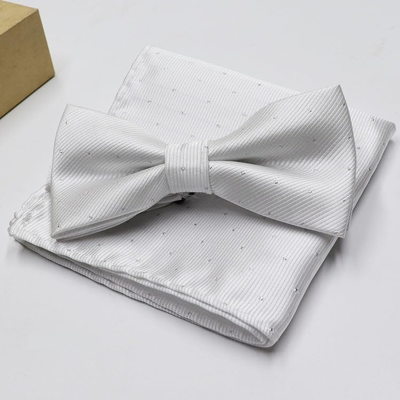 Men'S Wedding Party Pre-Tied Bow Tie Pocket Square Set image number 3