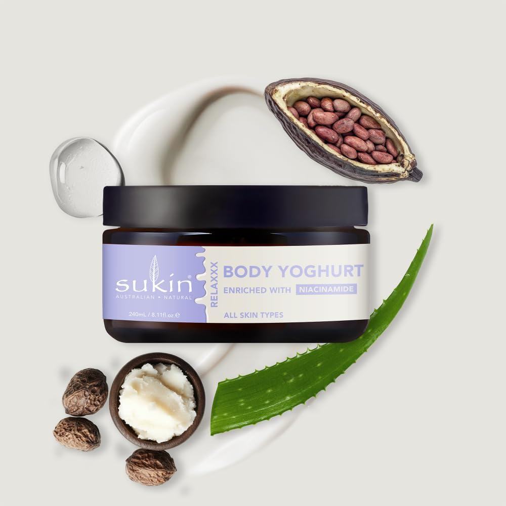 Sukin Moody Body Yoghurt 240Ml Cocoa, Honey & Almond Milk, Natural Hydrating Lotion with Niacinamide, Fast-Absorbing, Australian Made & Owned, Vegan, Cruelty-Free image number 2