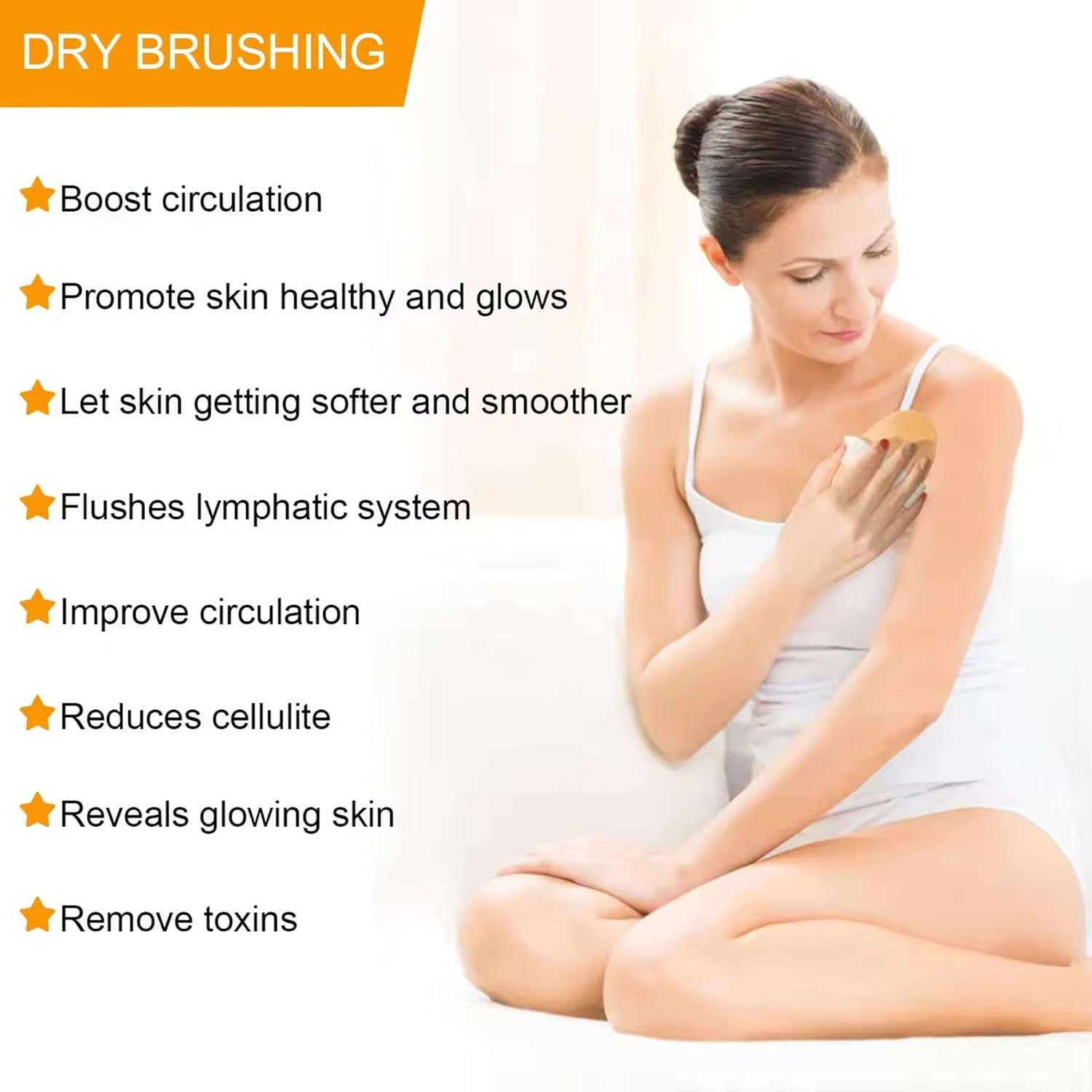 3PK Dry Brushing Body Brush Set,Exfoliating Brushes with Massage Nodules for Back and Body,Boost Circulation,Remove Dead Skin,Improve Skin Texture,Lymphatic Drainage and Cellulite Treatment Body Brush image number 3