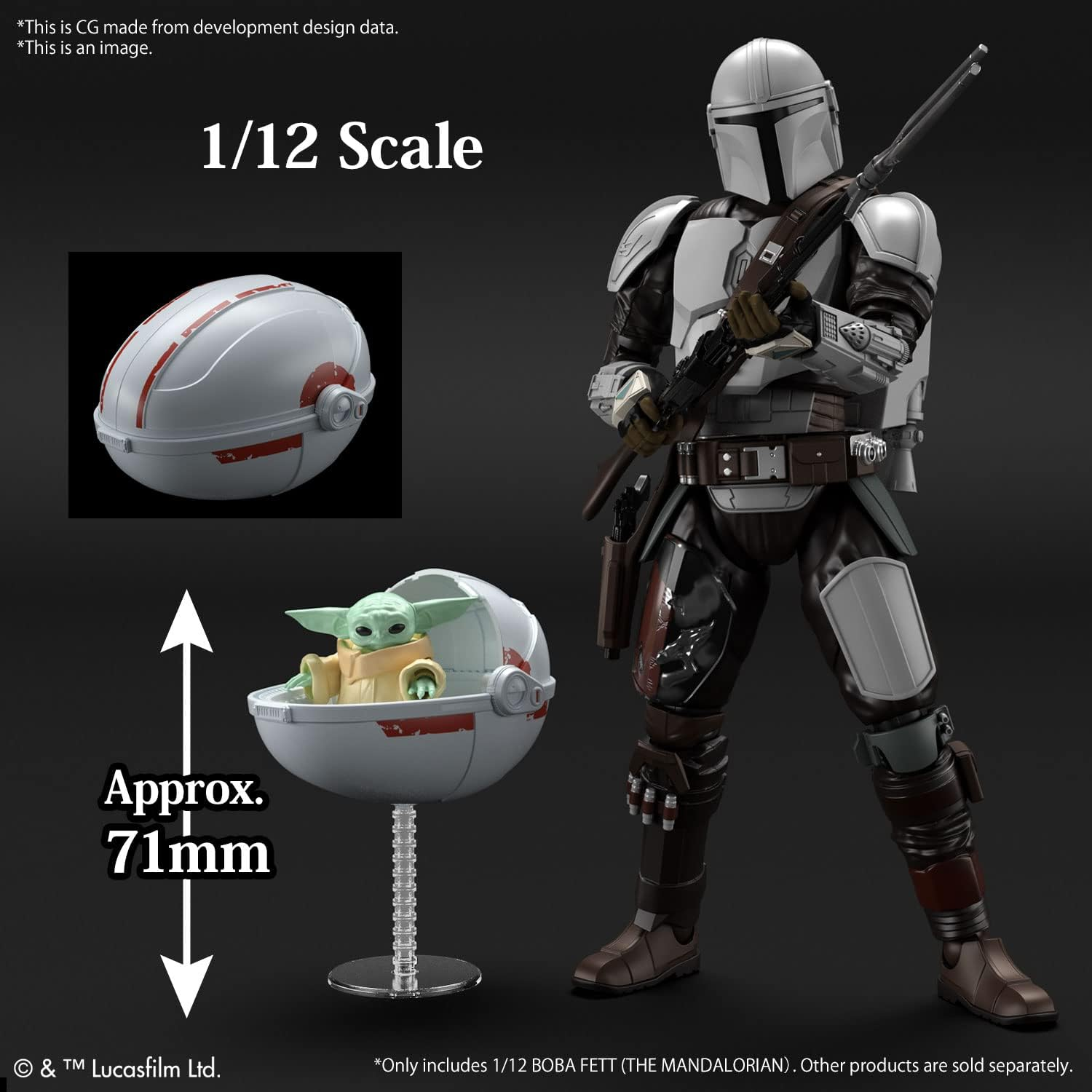 Bandai Hobby - the Mandalorian - Grogu, Bandai Spirits Star Wars Character 1/4 Plastic Model Kit, Small image number 2