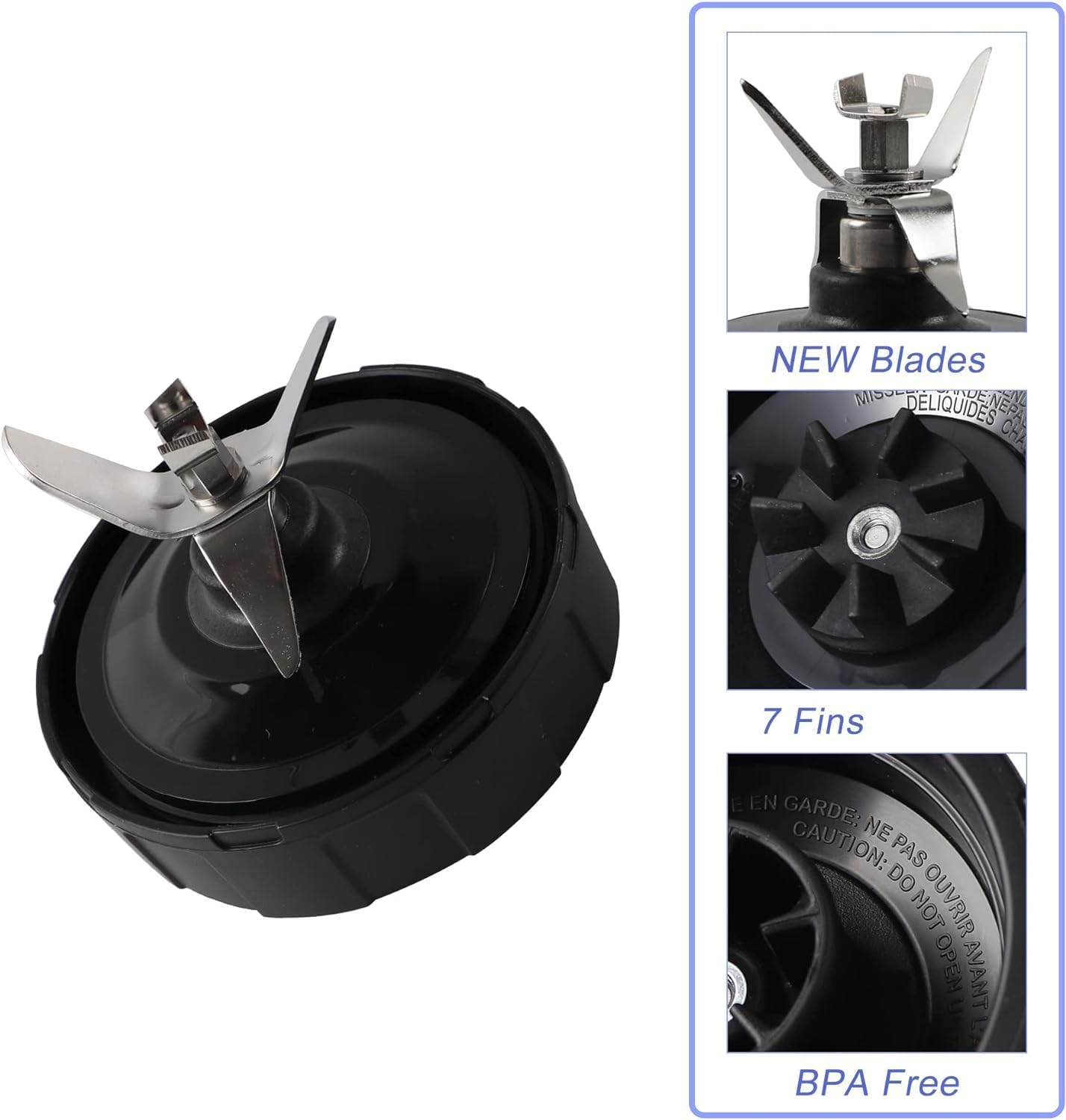Blender 7 Fin Extractor Blade Assembly with Rubber Gasket Compatible with Nurti Ninja Blender Automatic Iq BL480 BL482 BL642 BL682 NN102 image number 1