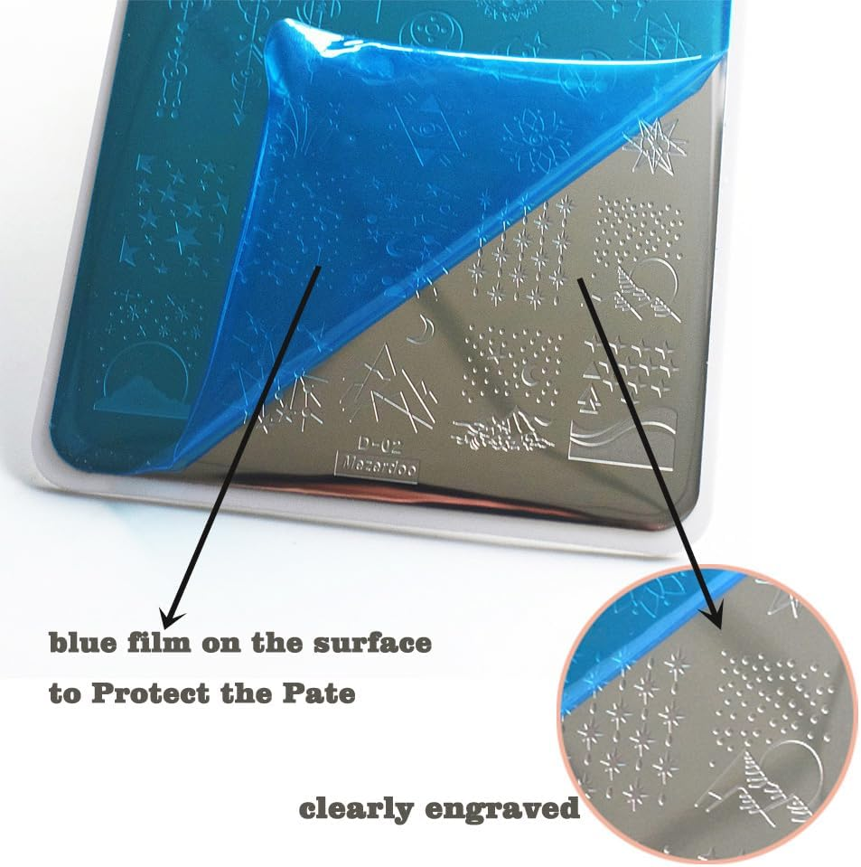 French Nails Stamp Nail Stencils Set, 5 Star Moon Flowers Nail Stamp Stencils Geometry Lines Nail Stamping Plate Nail Stencil Stamp Snake Stamp Stencils for Nails Stamping Set image number 3