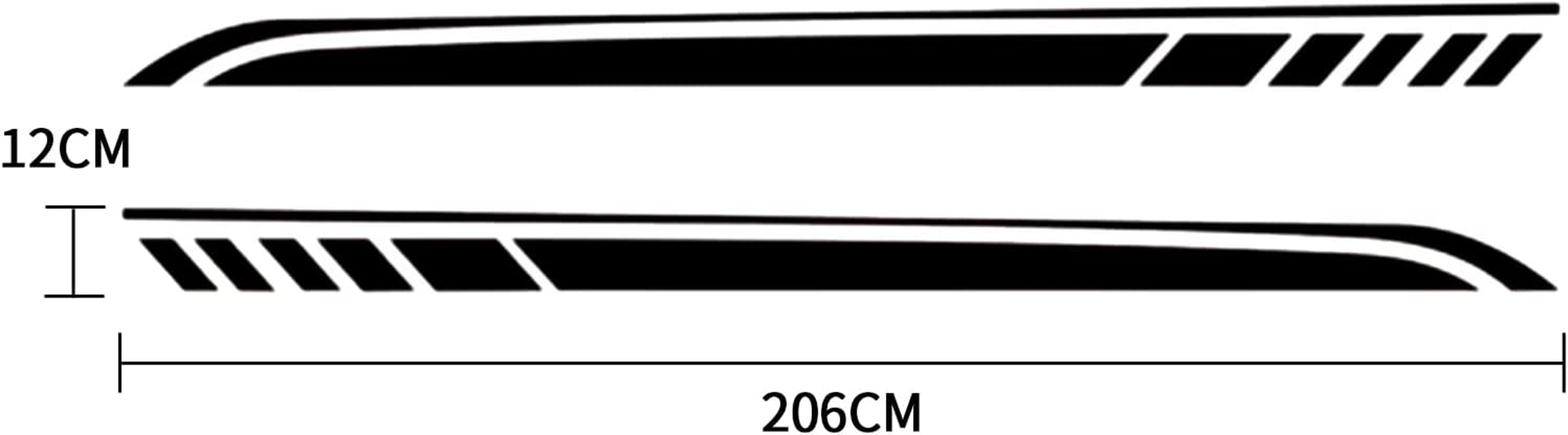 RUIANTE Sports Racing Stripe Stickers for Car Body Door Side Stripe Graphic Vinyl Decals Decoration for All Cars SUV Truck Off-Road Vehicles Universal Stickers Accessories 2Pcs (Black)