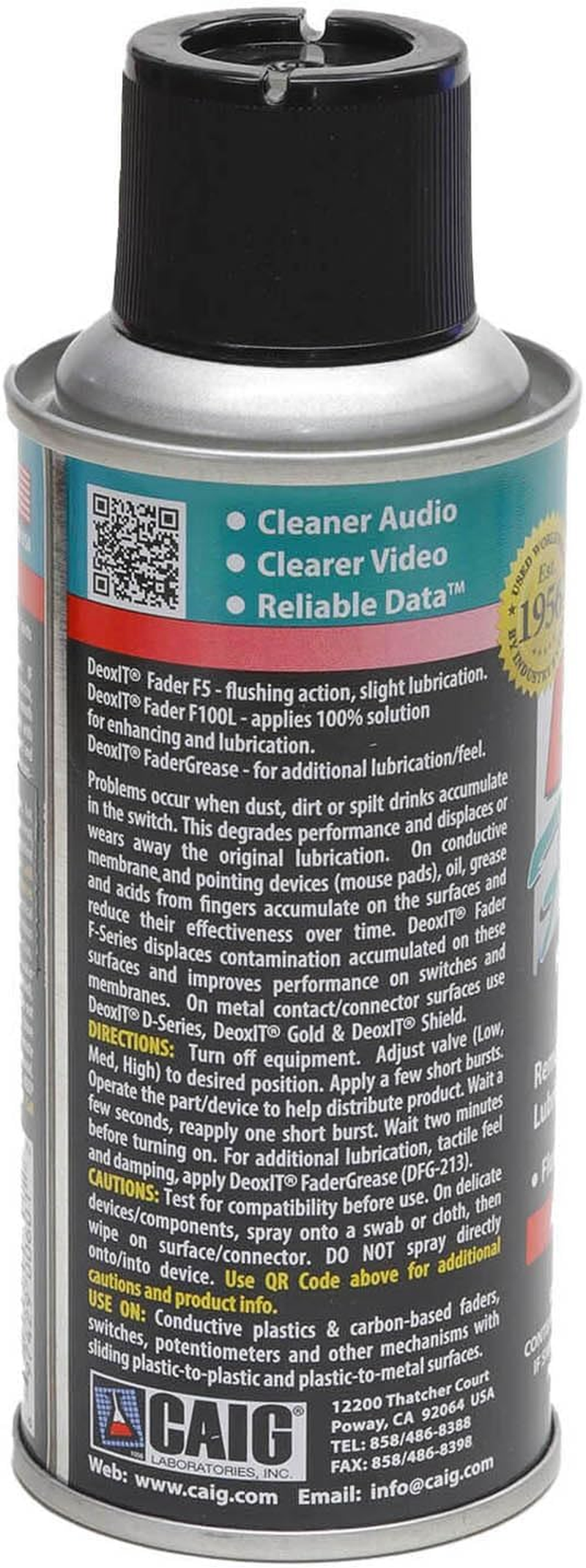 Hosa Caig Deoxit Faderlube 5% Spray, 5 Oz image number 4
