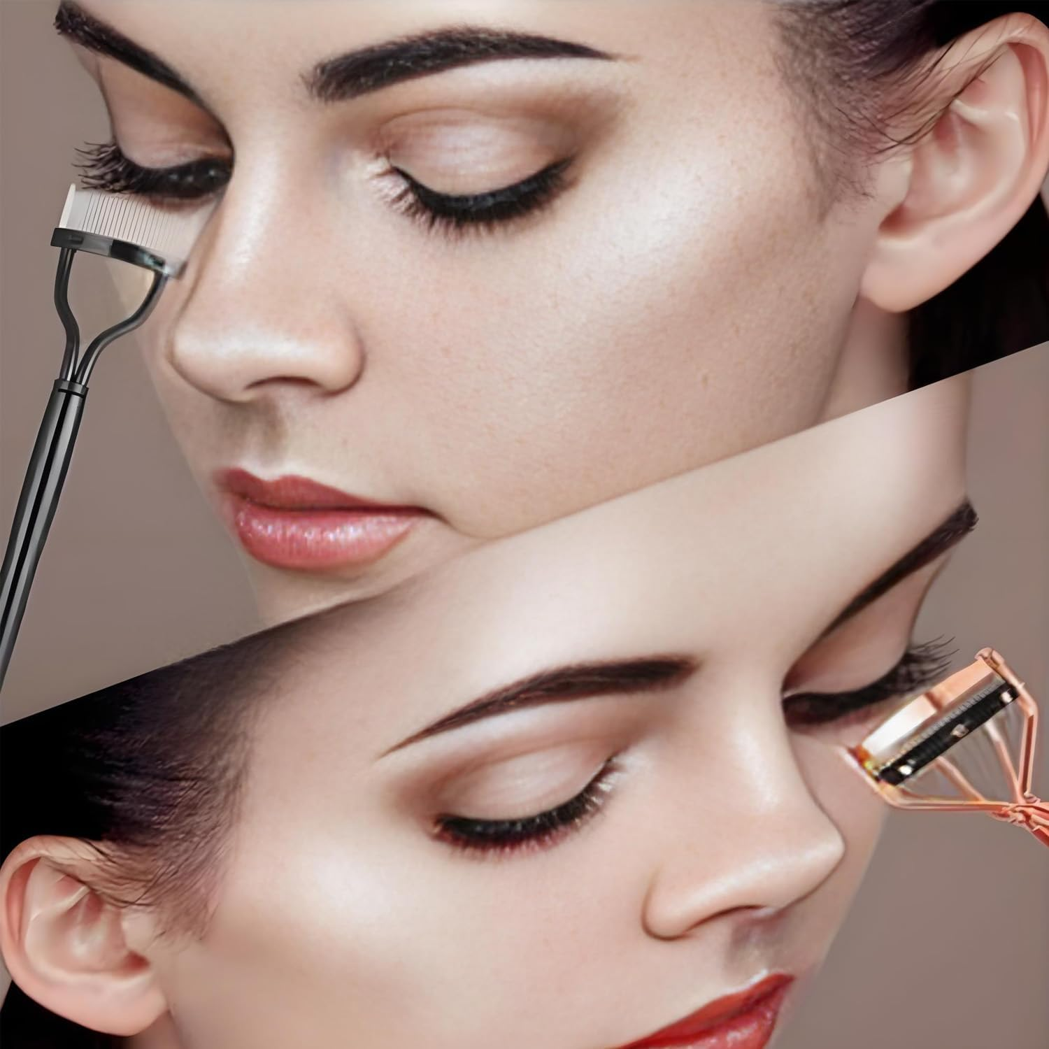 Eyelash Curler and Comb Set with 6 Refills,Mascara Applicator and Gentle Lash Separator(Rose Gold,Black) image number 4
