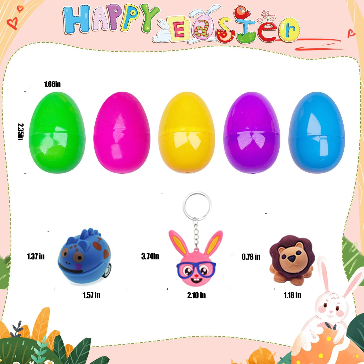 SQZUWIT 100PCS Prefilled Easter Eggs Filled with Toys plus Sticker inside for Kids Boys Girls Easter Hunt Basket Stuffers Fillers Party Favors Classroom Prize Supplies image number 6