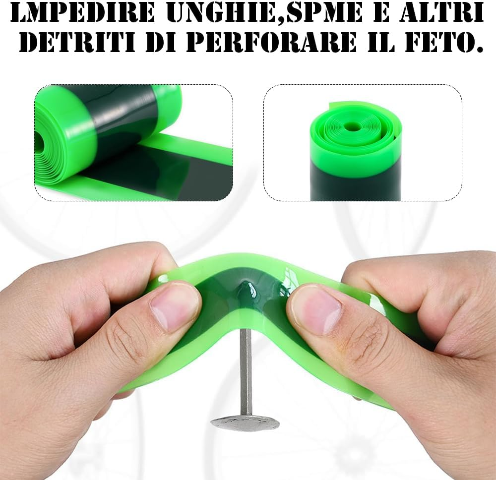 2 Pieces Bike Tyre Liner, Bike Inner Tube Protector, Anti-Puncture Inner Tube Protection Tapes, Bicycle Tube Flat Protector Compatible with 29"/26/700 C (Green) image number 5