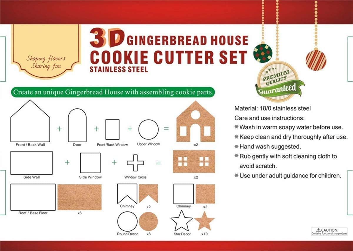 3D Christmas Cookie Cutter Set, Xmas Gingerbread House Cookie Cutters, 10 Pieces Stainless Steel Biscuit Cutter Mould for DIY Baking Cake Fondant Muffin Pastry Decoration (Gift Box) image number 2