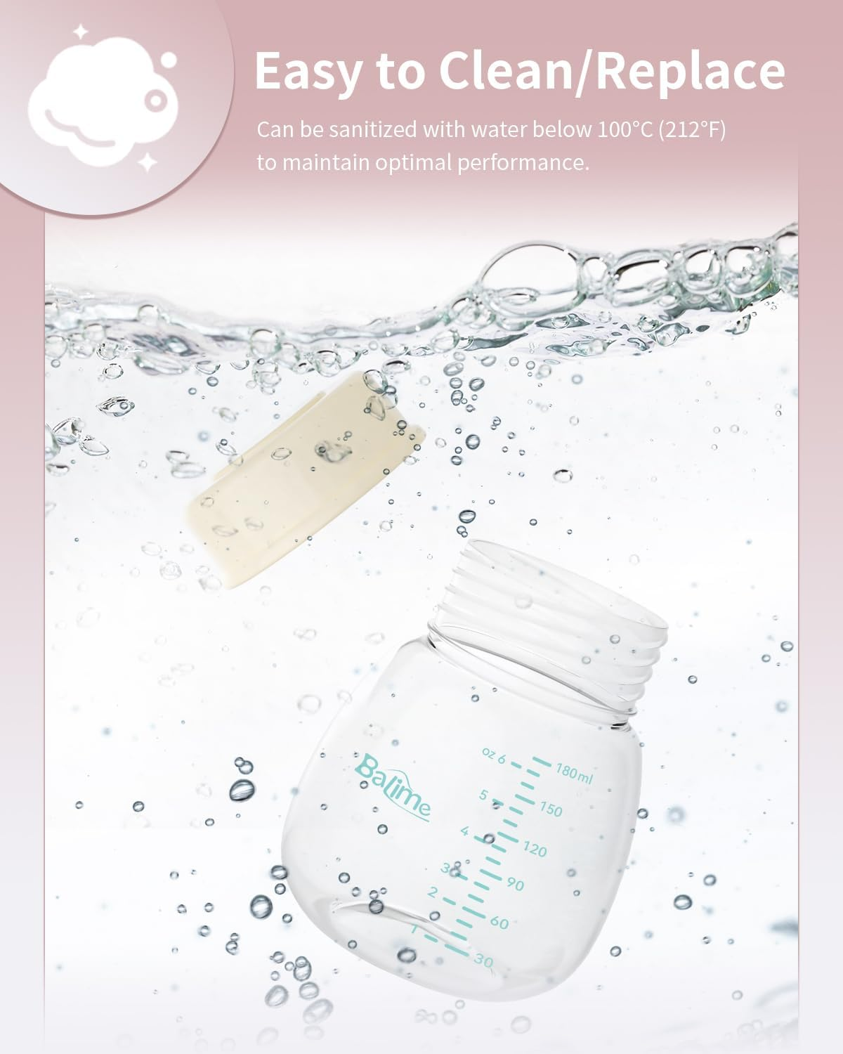 BALIME 6Oz Breast Milk Storage Bottles, Compatible with Spectra Breast Pumps, Bpa-Free, Leak-Proof Design, Dual Use as Breastmilk Storage Containers for Fridge or Freezer（4-Pack） image number 5