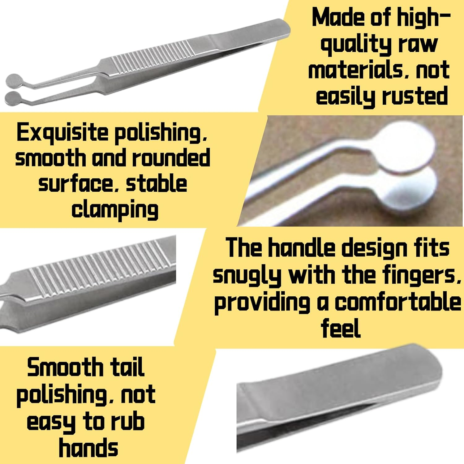 Abeillo Meibomian Gland Expressor Stainless Steel Massage Tweezers,Eyelid Gland Blockage Unblocking Tools, Stainless Steel Eyelid Massage Tweezers-Round Tip for Dry Eyes image number 4