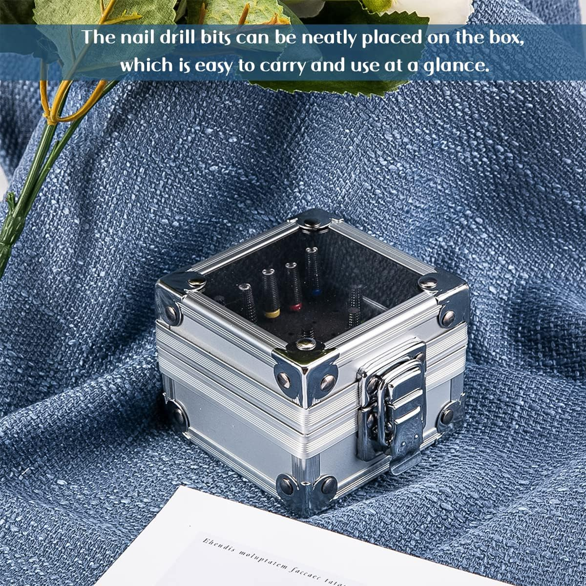 FERCAISH Nail Drill Bit Holder, 25 Holes Nail Salon Organizers Manicure Tools Nail Polishing Heads Storage Box for Nail Drill Bit, Portable and Durable Nail Drill Bit Case image number 5