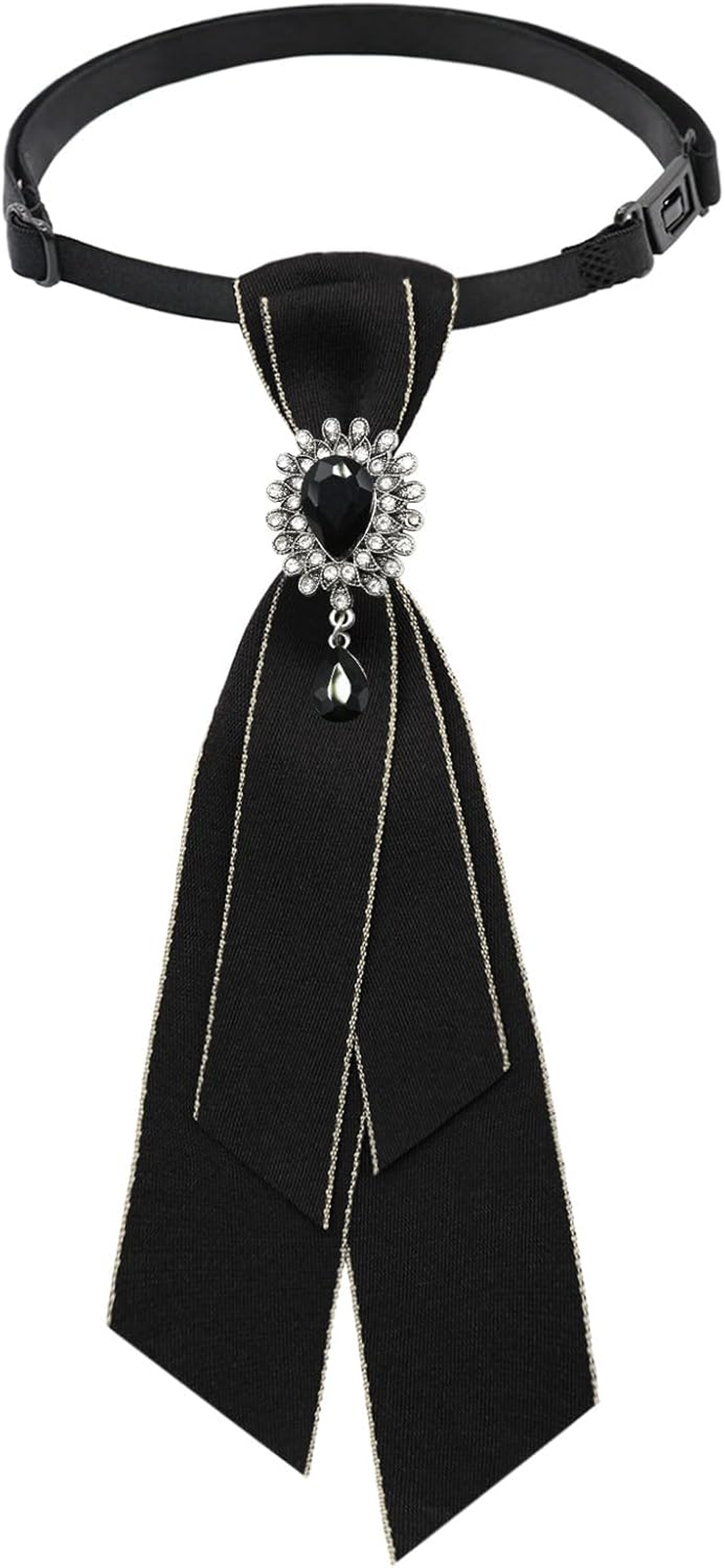 Bow Tie for Women, Adjustable Womens Tie Girls Uniform Ties Pre Tied Womens Necktie with Artificial Pearl for School