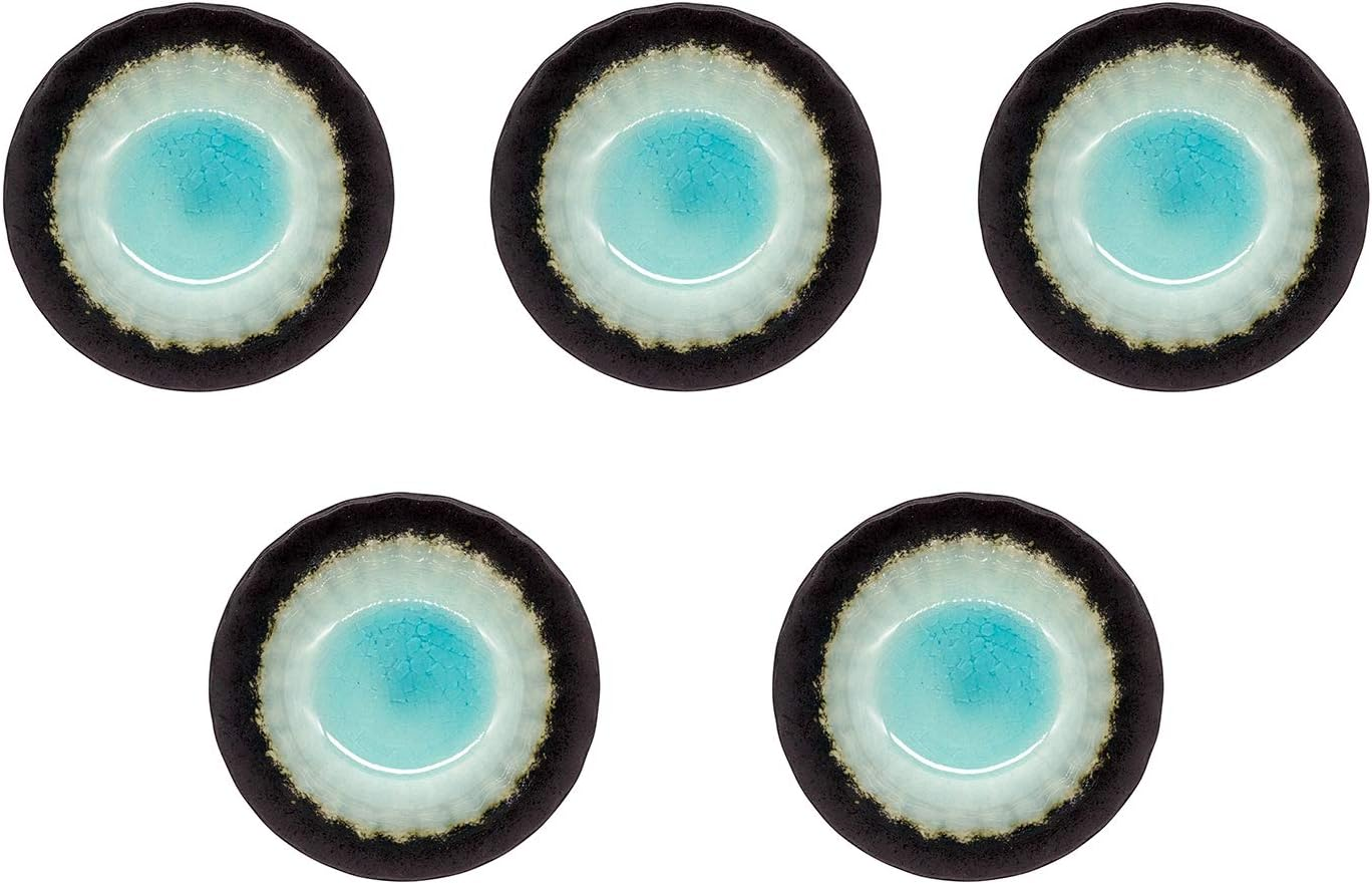 Mino Ware Small Plate, Diameter 4.7 Inches (12 Cm), Set of 5, Shinkai, Made in Japan